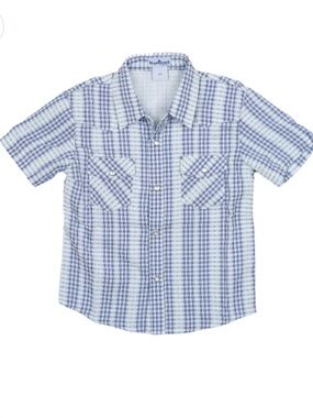 Blue Quail Navy Plaid Pearl Snap Short Sleeve Shirt western rodeo performance